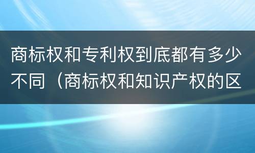 商标权和专利权到底都有多少不同（商标权和知识产权的区别）