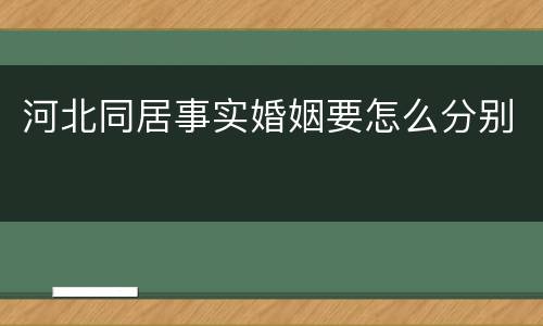 河北同居事实婚姻要怎么分别