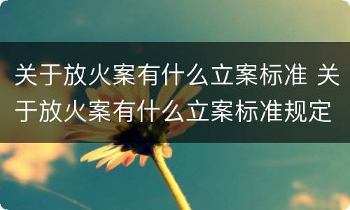 关于放火案有什么立案标准 关于放火案有什么立案标准规定