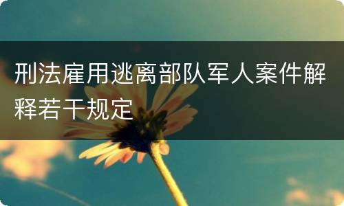 刑法雇用逃离部队军人案件解释若干规定