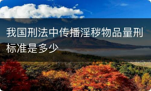 我国刑法中传播淫秽物品量刑标准是多少