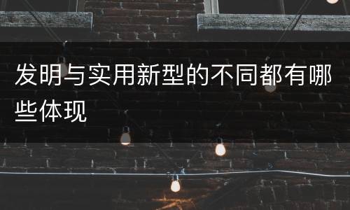 发明与实用新型的不同都有哪些体现