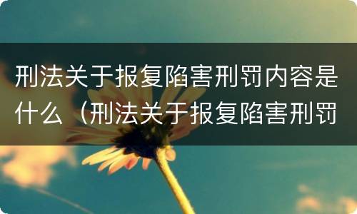 刑法关于报复陷害刑罚内容是什么（刑法关于报复陷害刑罚内容是什么意思）