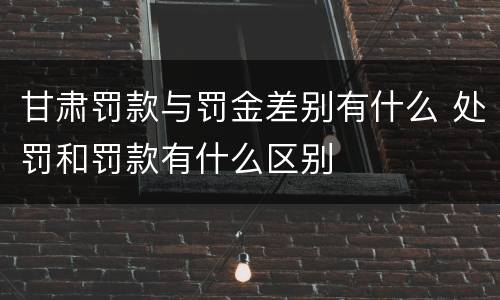 甘肃罚款与罚金差别有什么 处罚和罚款有什么区别