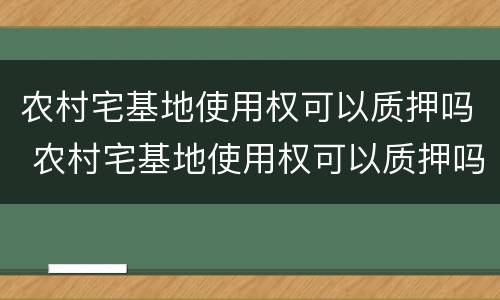 农村宅基地使用权可以质押吗 农村宅基地使用权可以质押吗多少钱