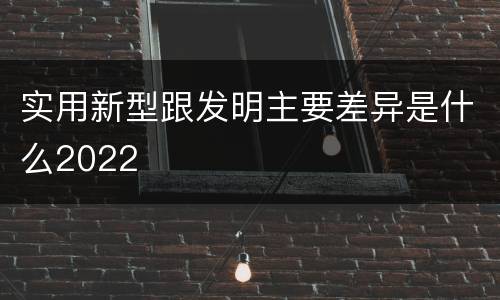 实用新型跟发明主要差异是什么2022