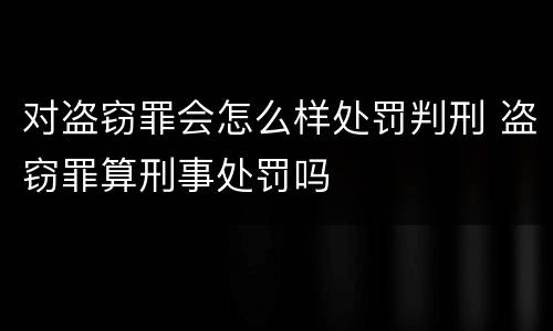 对盗窃罪会怎么样处罚判刑 盗窃罪算刑事处罚吗