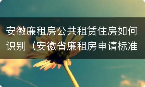 安徽廉租房公共租赁住房如何识别(安徽省廉租房申请标准)