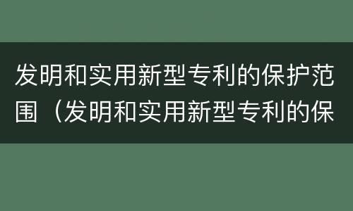 发明和实用新型专利的保护范围（发明和实用新型专利的保护范围依据）