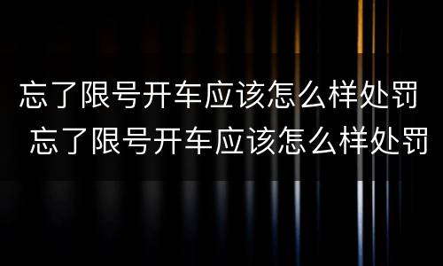 忘了限号开车应该怎么样处罚 忘了限号开车应该怎么样处罚呢