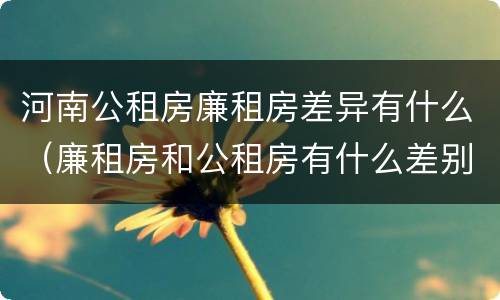河南公租房廉租房差异有什么（廉租房和公租房有什么差别）