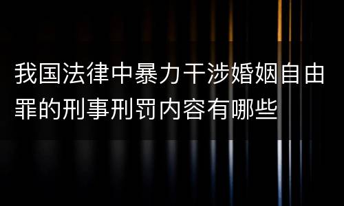 我国法律中暴力干涉婚姻自由罪的刑事刑罚内容有哪些