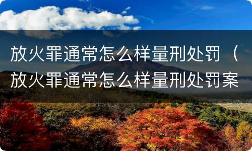 放火罪通常怎么样量刑处罚（放火罪通常怎么样量刑处罚案例）