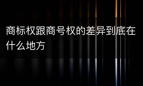 商标权跟商号权的差异到底在什么地方