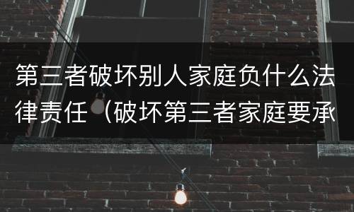 第三者破坏别人家庭负什么法律责任（破坏第三者家庭要承担什么责任）