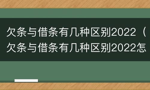 欠条与借条有几种区别2022（欠条与借条有几种区别2022怎么写）