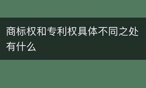 商标权和专利权具体不同之处有什么