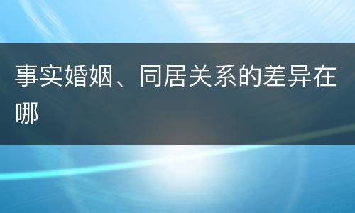 事实婚姻、同居关系的差异在哪