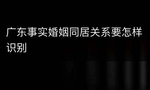 广东事实婚姻同居关系要怎样识别
