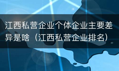 江西私营企业个体企业主要差异是啥（江西私营企业排名）