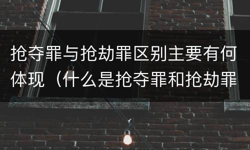 抢夺罪与抢劫罪区别主要有何体现（什么是抢夺罪和抢劫罪）