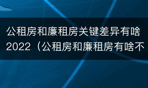 公租房和廉租房关键差异有啥2022（公租房和廉租房有啥不同）