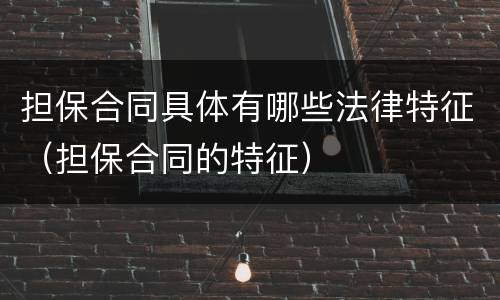 担保合同具体有哪些法律特征（担保合同的特征）