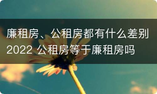 廉租房、公租房都有什么差别2022 公租房等于廉租房吗