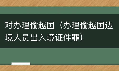 对办理偷越国（办理偷越国边境人员出入境证件罪）