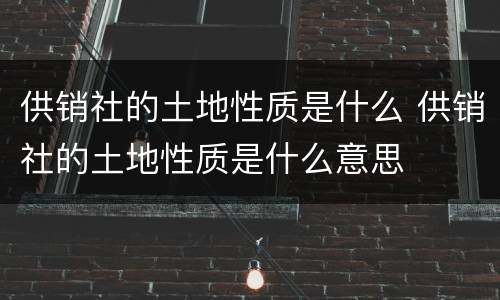 供销社的土地性质是什么 供销社的土地性质是什么意思