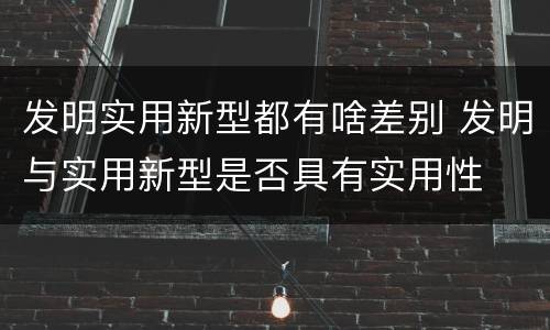 发明实用新型都有啥差别 发明与实用新型是否具有实用性