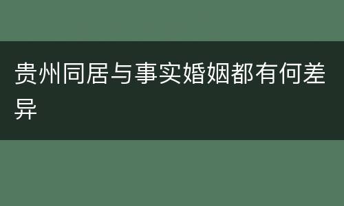 贵州同居与事实婚姻都有何差异