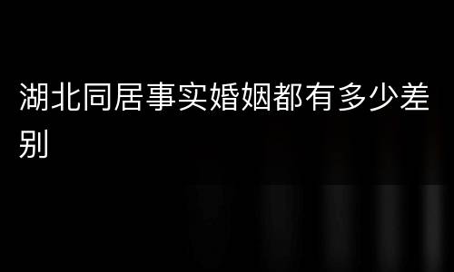 湖北同居事实婚姻都有多少差别