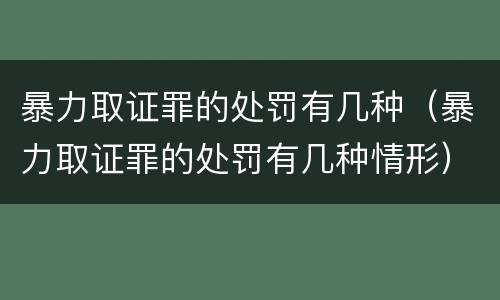 暴力取证罪的处罚有几种（暴力取证罪的处罚有几种情形）
