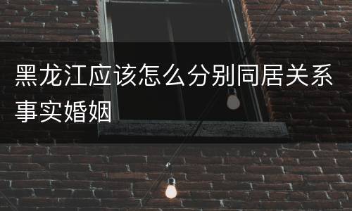 黑龙江应该怎么分别同居关系事实婚姻