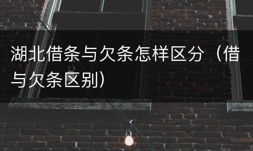 湖北借条与欠条怎样区分（借与欠条区别）
