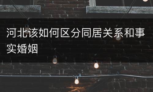 河北该如何区分同居关系和事实婚姻