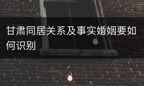 甘肃同居关系及事实婚姻要如何识别