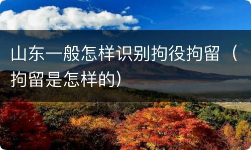山东一般怎样识别拘役拘留（拘留是怎样的）