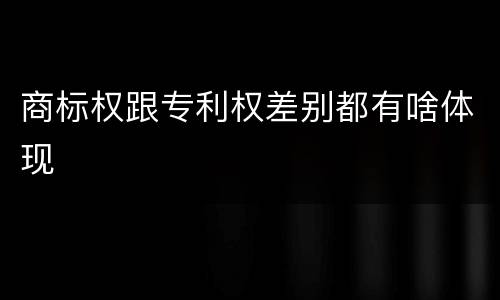 商标权跟专利权差别都有啥体现
