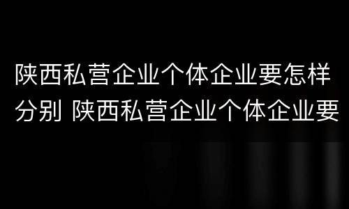 陕西私营企业个体企业要怎样分别 陕西私营企业个体企业要怎样分别认定