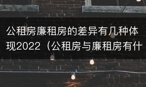 公租房廉租房的差异有几种体现2022（公租房与廉租房有什么不同）