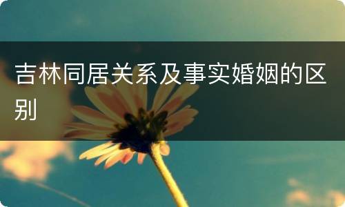 吉林同居关系及事实婚姻的区别