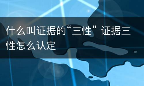 什么叫证据的“三性” 证据三性怎么认定