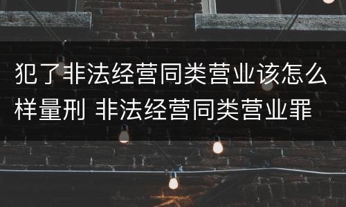 犯了非法经营同类营业该怎么样量刑 非法经营同类营业罪 数额特别巨大