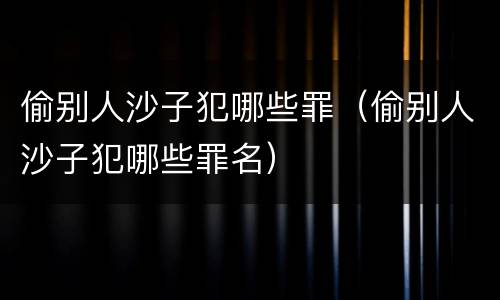 偷别人沙子犯哪些罪（偷别人沙子犯哪些罪名）