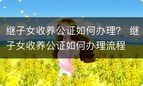 继子女收养公证如何办理？ 继子女收养公证如何办理流程