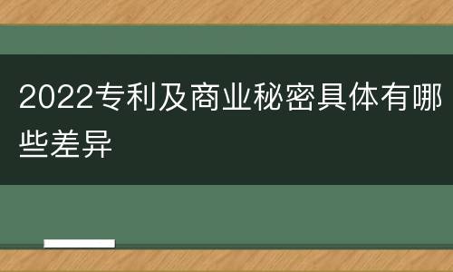 2022专利及商业秘密具体有哪些差异
