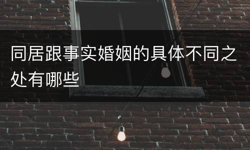 同居跟事实婚姻的具体不同之处有哪些
