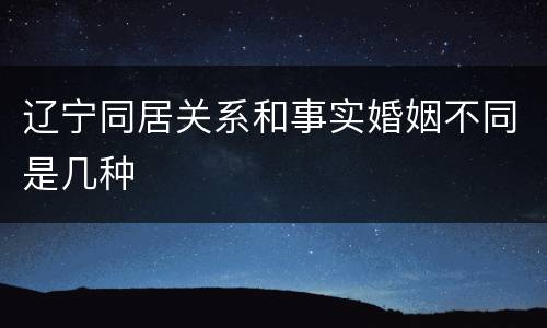 辽宁同居关系和事实婚姻不同是几种
